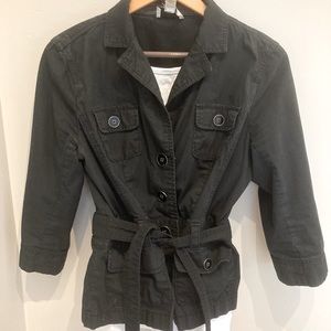 LOFT cropped length black safari-style jacket